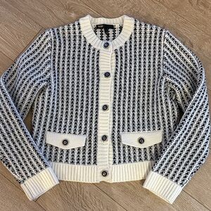 Maje Black and White Patterned Cardigan